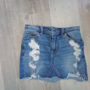 Hollister High-Rise Distressed Denim Mini Skirt Size 1